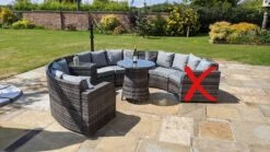 Jerez 5 Seater Garden Rattan Circle Sofa Set With Table Brown