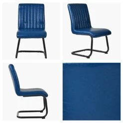 Kendal Vintage Blue Leather Dining Chair