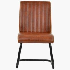 Kendal Vintage Brown Faux Leather Dining Chair With Black Legs -Furniture Specialty Store kendal vintage brown 1 2