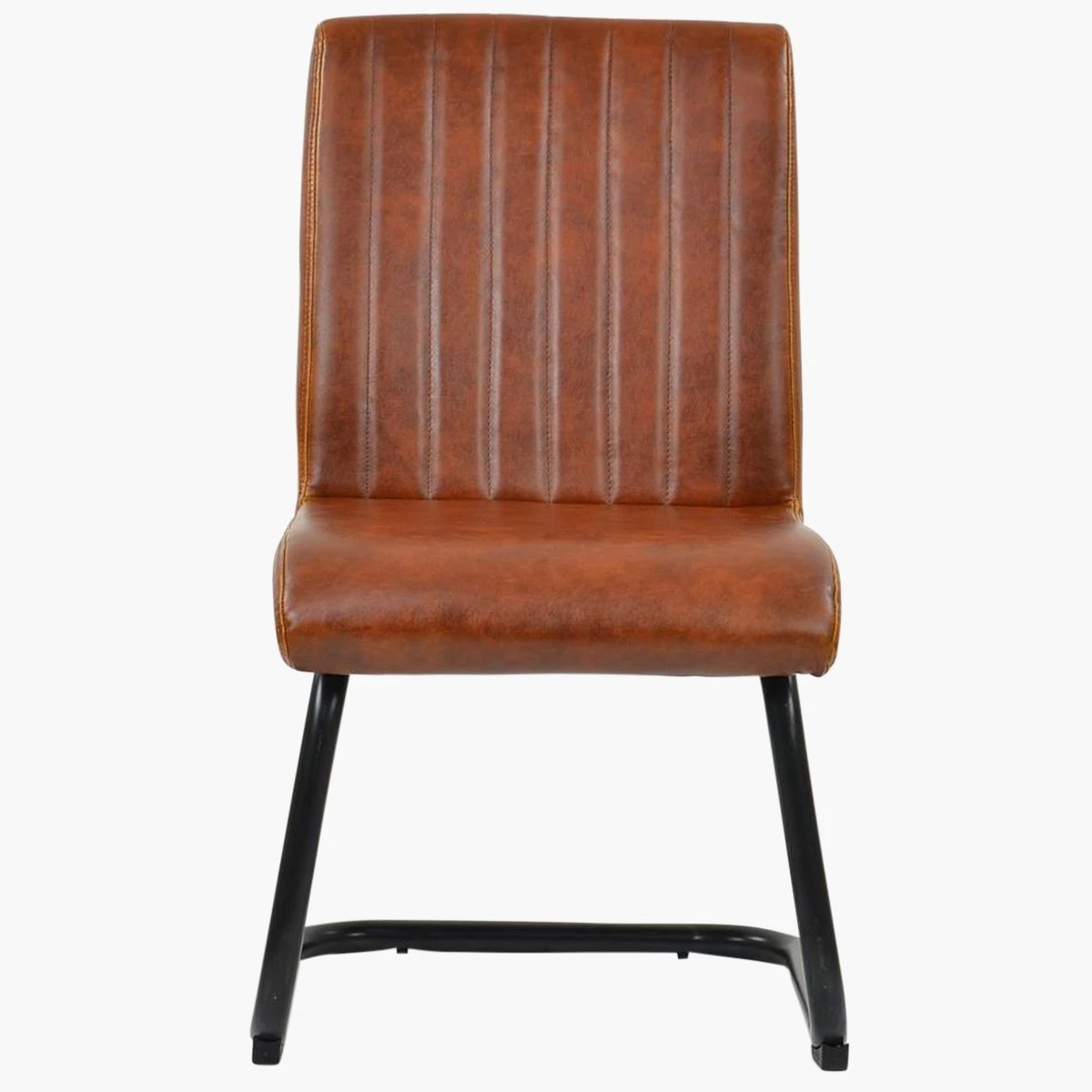 Kendal Vintage Brown Faux Leather Dining Chair With Black Legs - Image 2