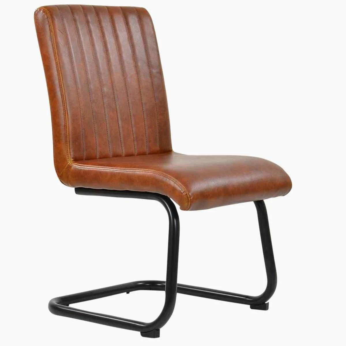 Kendal Vintage Brown Faux Leather Dining Chair With Black Legs