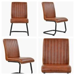 Kendal Vintage Brown Faux Leather Dining Chair With Black Legs -Furniture Specialty Store kendal vintage brown white