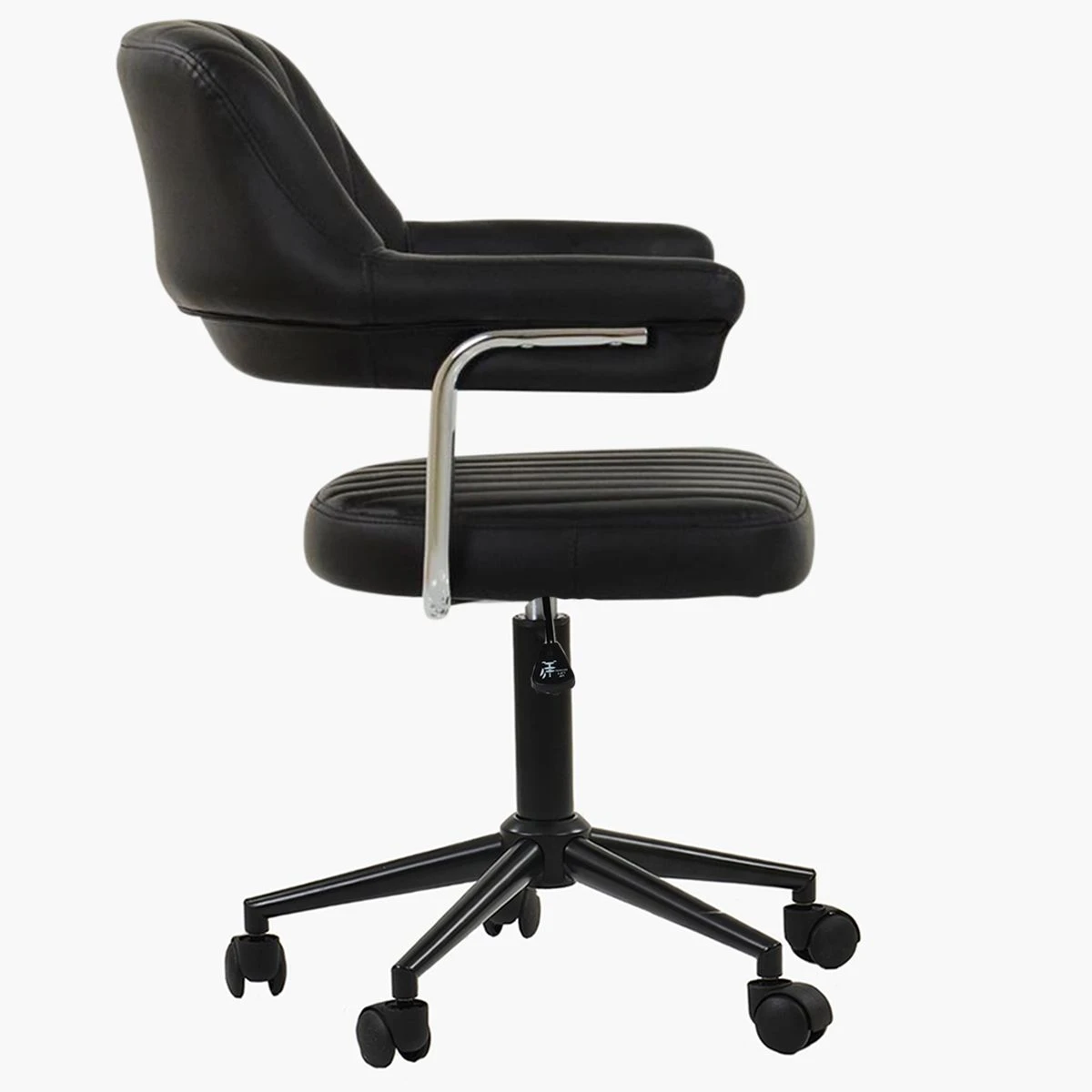 Kennack Black Faux Leather Small Swivel Desk Chair 4 Kennack Black Faux Leather Small Swivel Desk Chair - Image 2