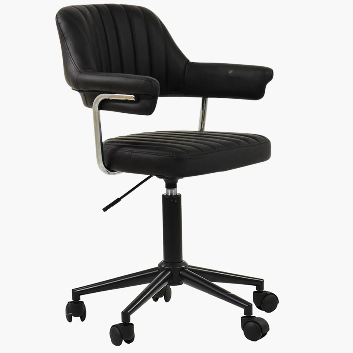 Kennack Black Faux Leather Small Swivel Desk Chair 5 Kennack Black Faux Leather Small Swivel Desk Chair - Image 3
