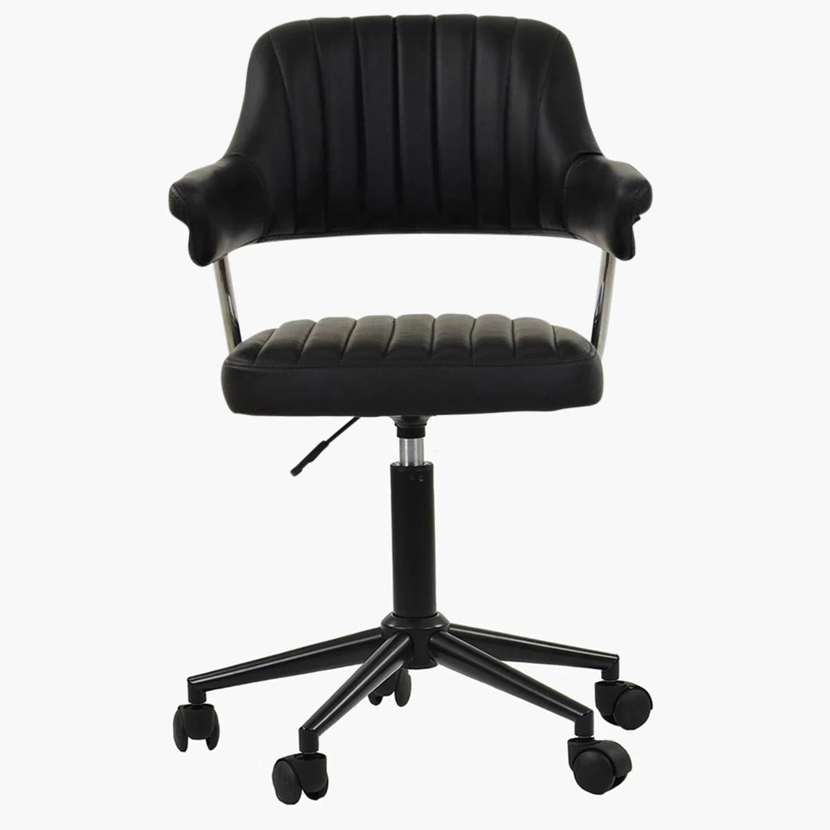 Kennack Black Faux Leather Small Swivel Desk Chair 6 Kennack Black Faux Leather Small Swivel Desk Chair - Image 4