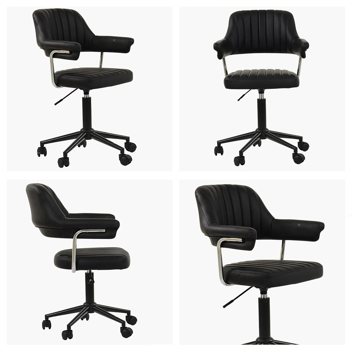 Kennack Black Faux Leather Small Swivel Desk Chair 3 Kennack Black Faux Leather Small Swivel Desk Chair