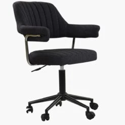 Kennack Dark Grey Fabric Small Swivel Desk Chair
