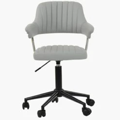 Kennack Grey Leather Small Home Swivel Office Chair -Furniture Specialty Store kennack grey 2