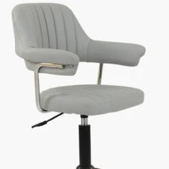 Kennack Grey Leather Small Home Swivel Office Chair -Furniture Specialty Store kennack grey 4
