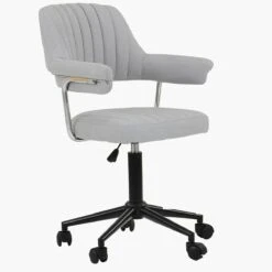 Kennack Grey Fabric Small Home Swivel Office Chair -Furniture Specialty Store kennack light grey fabric 1