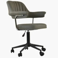 Kennack Taupe Faux Leather Small Home Swivel Office Chair -Furniture Specialty Store kennack taupe 2