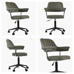 Kennack Taupe Faux Leather Small Home Swivel Office Chair -Furniture Specialty Store kennack taupe 5