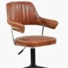 Kennack Vintage Brown Faux Leather Small Home Swivel Office Chair