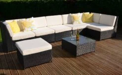LaManga 7 Seater Garden Rattan Corner Sofa Set With Table Brown 24 LaManga 7 Seater Garden Rattan Corner Sofa Set With Table Brown -Furniture Specialty Store la manga rattan set 8 7
