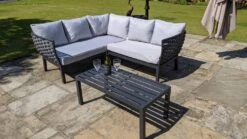 Lagos 5 Seater Rattan Corner Sofa Set & Coffee Table Grey -Furniture Specialty Store lagos corner rattan 11
