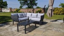 Lagos 5 Seater Rattan Corner Sofa Set & Coffee Table Grey