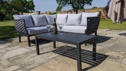 Lagos 5 Seater Rattan Corner Sofa Set & Coffee Table Grey -Furniture Specialty Store lagos corner rattan 4