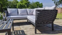 Lagos 5 Seater Rattan Corner Sofa Set & Coffee Table Grey -Furniture Specialty Store lagos corner rattan 8