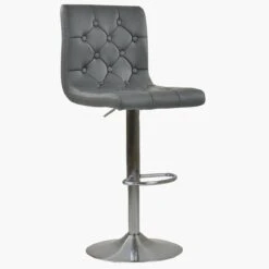 Lasco Dark Grey Faux Leather Brushed Steel Swivel Bar Stool -Furniture Specialty Store lasco dark grey pu