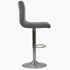 Lasco Dark Grey Faux Leather Brushed Steel Swivel Bar Stool -Furniture Specialty Store lasco dark grey pu 2