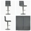 Lasco Dark Grey Faux Leather Brushed Steel Swivel Bar Stool