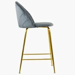 Leia Dark Grey Velvet Gold Leg Kitchen Stool -Furniture Specialty Store leia dark grey velvet 3