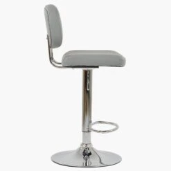 Leon Grey Faux Leather Chrome Base Bar Stool