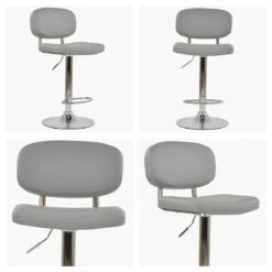 Leon Grey Faux Leather Chrome Base Bar Stool -Furniture Specialty Store leon grey white