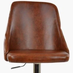 Lincoln Vintage Brown Faux Leather Chrome Base Bar Stool -Furniture Specialty Store lincoln vintage brown 4