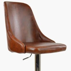 Lincoln Vintage Brown Faux Leather Chrome Base Bar Stool -Furniture Specialty Store lincoln vintage brown 5