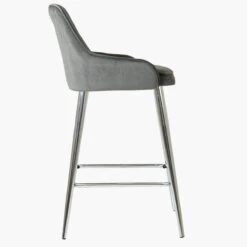 Longdale Bar Stool Grey Velvet Chrome Leg -Furniture Specialty Store londale light grey velvet 2
