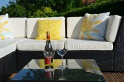 Loret 5 Seater Garden Rattan Corner Sofa Set With Table Grey -Furniture Specialty Store loret rattan set 1 5