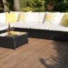 Loret 5 Seater Garden Rattan Corner Sofa Set With Table Brown -Furniture Specialty Store loret rattan set 3 4