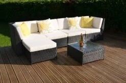Loret 5 Seater Garden Rattan Corner Sofa Set With Table Grey -Furniture Specialty Store loret rattan set 4 5