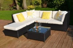 Loret 5 Seater Garden Rattan Corner Sofa Set With Table Brown -Furniture Specialty Store loret rattan set 5 4
