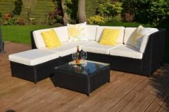 Loret 5 Seater Garden Rattan Corner Sofa Set With Table Brown -Furniture Specialty Store loret rattan set 6 4