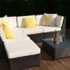 Loret 5 Seater Garden Rattan Corner Sofa Set With Table Grey -Furniture Specialty Store loret rattan set 7 5
