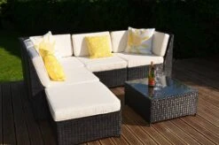 Loret 5 Seater Garden Rattan Corner Sofa Set With Table Grey