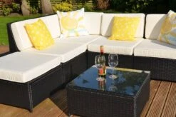 Loret 5 Seater Garden Rattan Corner Sofa Set With Table Grey -Furniture Specialty Store loret rattan set 8 5