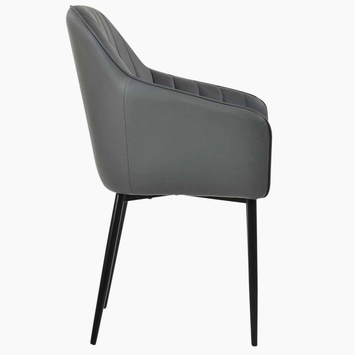 Lule Carver Dark Grey Faux Leather Dining Chair With Black Legs And Armrests 5 Lule Carver Dark Grey Faux Leather Dining Chair With Black Legs And Armrests - Image 3