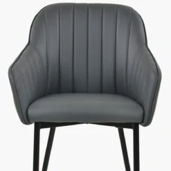 Lule Carver Dark Grey Faux Leather Dining Chair With Black Legs And Armrests 12 Lule Carver Dark Grey Faux Leather Dining Chair With Black Legs And Armrests -Furniture Specialty Store luke dark grey pu black 4 1