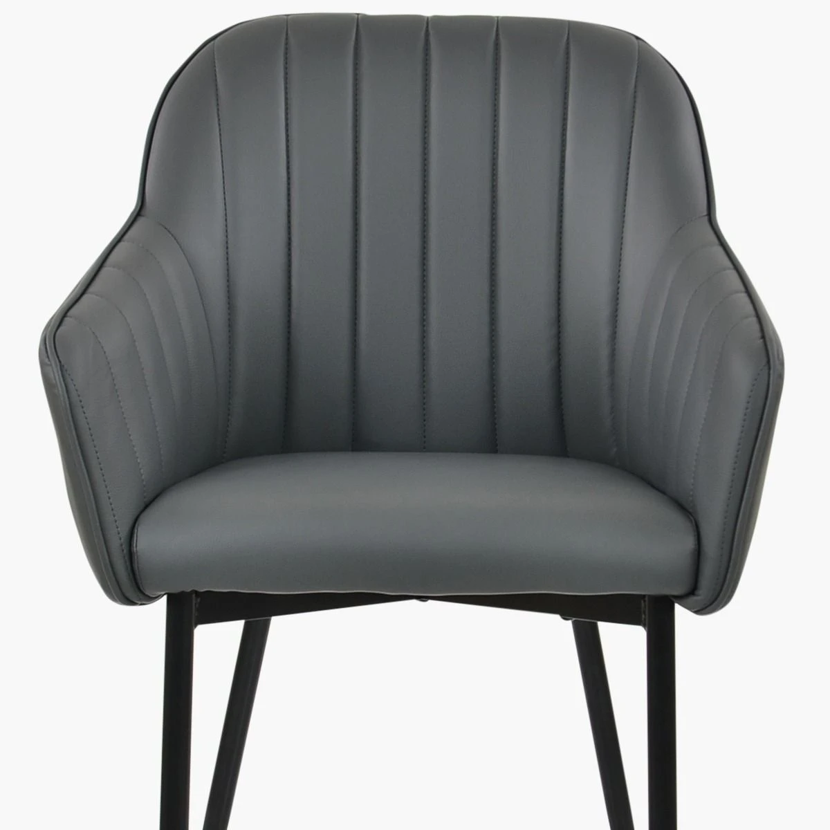 Lule Carver Dark Grey Faux Leather Dining Chair With Black Legs And Armrests 7 Lule Carver Dark Grey Faux Leather Dining Chair With Black Legs And Armrests - Image 5