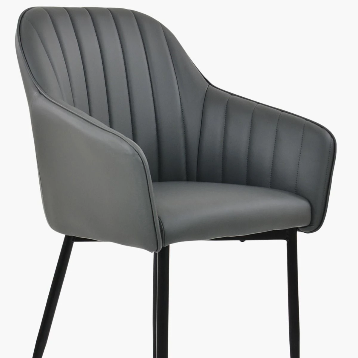 Lule Carver Dark Grey Faux Leather Dining Chair With Black Legs And Armrests 8 Lule Carver Dark Grey Faux Leather Dining Chair With Black Legs And Armrests - Image 6