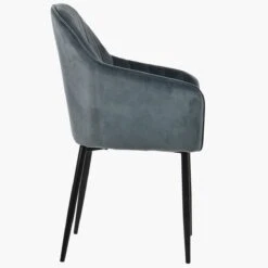 Lule Carver Dark Grey Velvet Dining Chair With Black Legs And Armrests -Furniture Specialty Store luke dark grey velvet black 3
