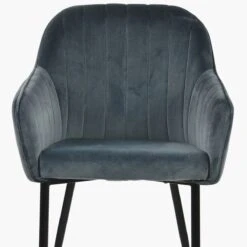 Lule Carver Dark Grey Velvet Dining Chair With Black Legs And Armrests -Furniture Specialty Store luke dark grey velvet black 5