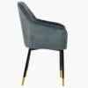 Lule Carver Dark Grey Velvet Dining Chair With Black Gold Legs And Armrests