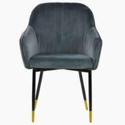 Lule Carver Dark Grey Velvet Dining Chair With Black Gold Legs And Armrests -Furniture Specialty Store luke dark grey velvet gold tip 3