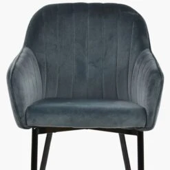 Lule Carver Dark Grey Velvet Dining Chair With Black Silver Legs And Armrests -Furniture Specialty Store luke dark grey velvet silver tip 2