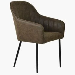 Lule Carver Antique Brown Leather Dining Chair With Black Leg -Furniture Specialty Store lule antique brown black 2