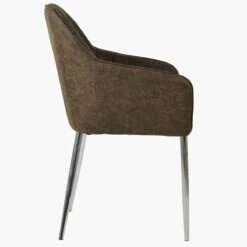 Lule Carver Antique Brown Leather Dining Chair With Chrome Leg -Furniture Specialty Store lule antique brown chrome 3